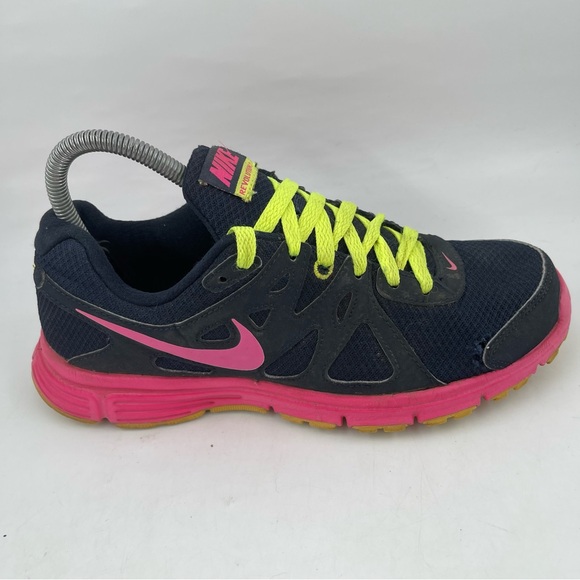 Nike Women’s Revolution 2 -SZ 7.5- Running Shoes Dark Blue/Black Pink - Picture 1 of 13